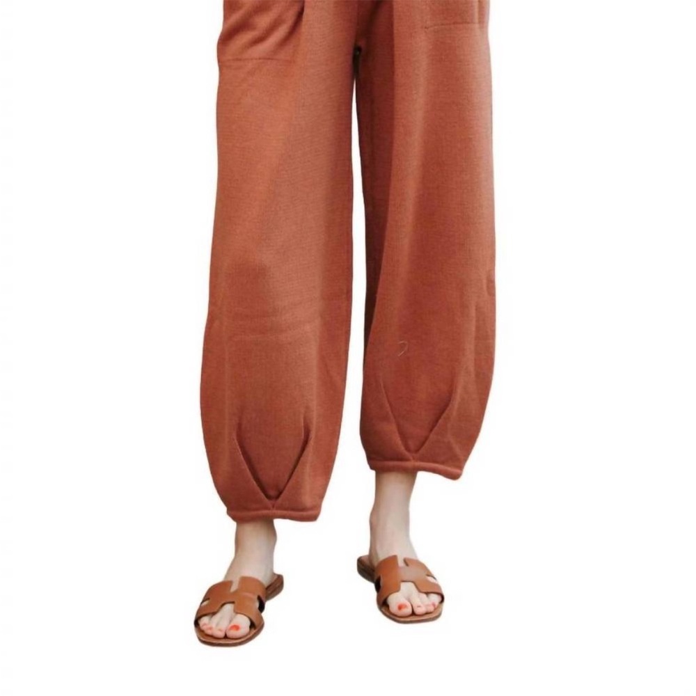 Women's Rust Track Jogger Pants - Casual Wide Leg